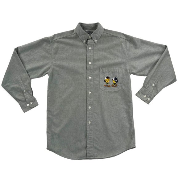 ACME CLOTHING CO. Gray Button Down Shirt Men M (S) Looney Tunes 1994 Vintage - Picture 1 of 16
